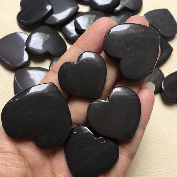 LCW 100% Natural Rainbow Obsidian Cabochon Gemstone, Gemstone Color : Black
