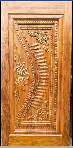 Polished Teak Wood Carving Door, for Home, Kitchen, Office, Cabin