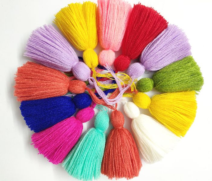 Cotton Woolen Tassels, Color : Black, Blue, Brown, Green, Multicolor, Orange, Red