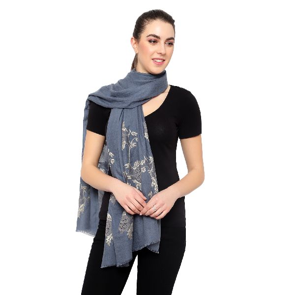 Grey Silk Wool Stole