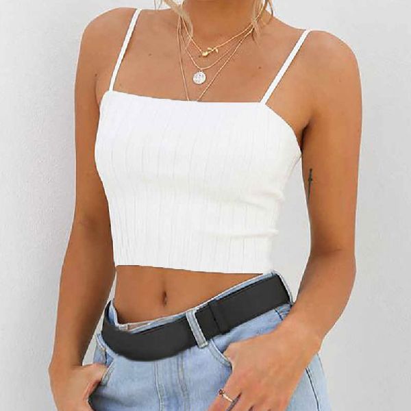 OEM Summer Casual Sleeveless Crop Tank Top Ladies Custom Cotton Crop Top  T-shirts Manufacturer