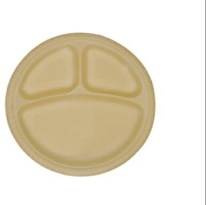 Round 9 Inch Cornstarch 3 Compartment Plate, for Food Serving, Feature : Biodegradable