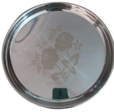 Round Stainless Steel Serving Plate, for Home, Hotel Restaurant, Pattern : Plain