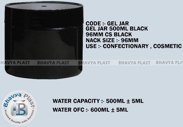 Round 500 Ml Black Gel Jar, For Confectionery, Cosmetic, Pattern : Plain