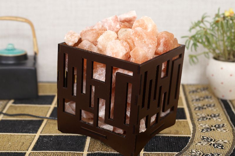 Square Himalayan Rock Salt Lamp, for Home Decoration, Style : Antique