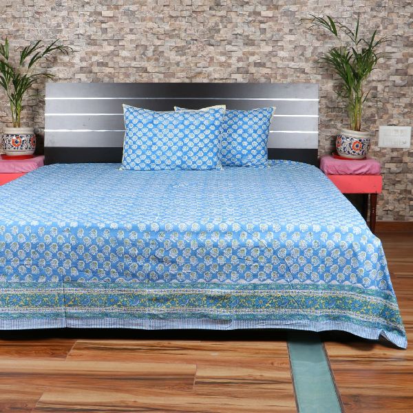 HAND BLOCK PRINTED COTTON BEDSHEETS, for Home, Hospital, Hotel, House, Lodge, Picnic, Salon, Wedding