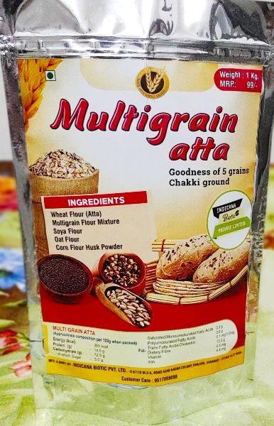 Indicana Biotic Organic Multigrain Wheat Flour, Shelf Life : 1yrs