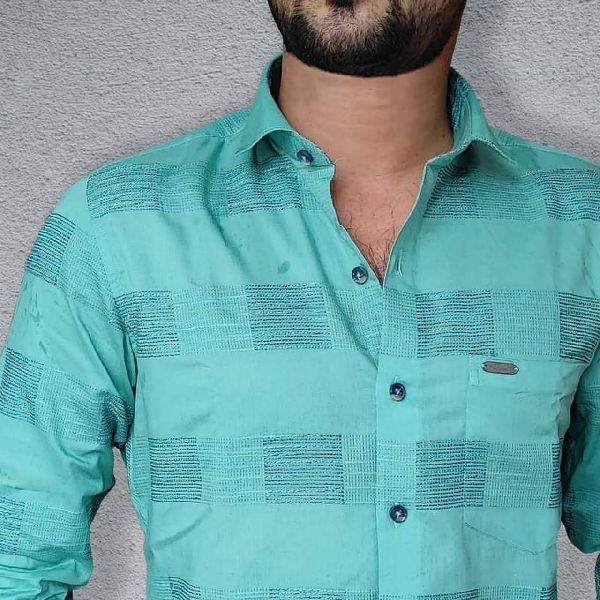 Plain Regular Collar Cotton Self design Shirts, for Textiles, Home, Hotel