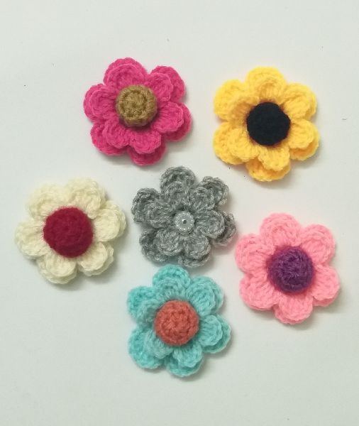 100% Cotton Crochet Flowers, for Decoration, Garments, Technics : Handmade