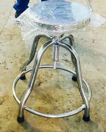 Silver Polished Stainless Steel Revolving Stool, For Hospital, Feature : Fine Finishing, High Strength