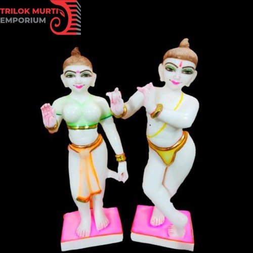 Marble Iskcon Radha Krishna Statue, for Worship, Temple, Pattern : Carved