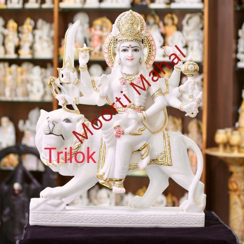 White Marble Durga Statue, for Worship, Temple, Packaging Type : Carton Box