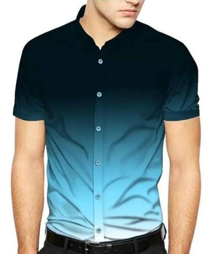 Mens Digital Printed Shirt, Color : Turquoise