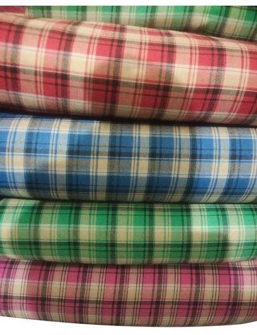 Check Print Cotton Fabric, for Apparel/Clothing, Length : 220m