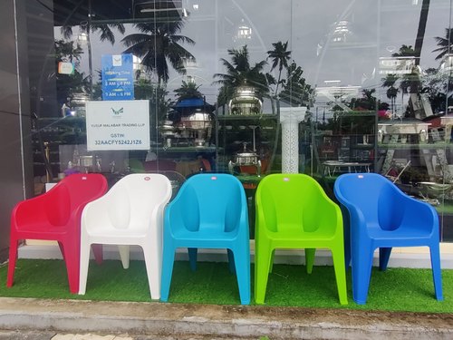 Plastic Armrest Chair, Color : Red, Blue, White, Beige, Green, Pista