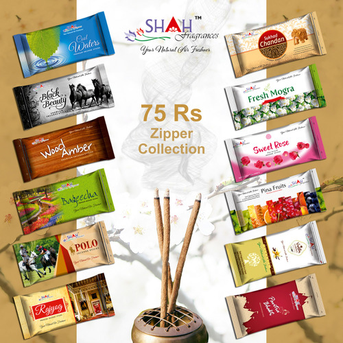 Wood Dust ZIpper Collection Incense Sticks, for Temples, Packaging Type : Packet
