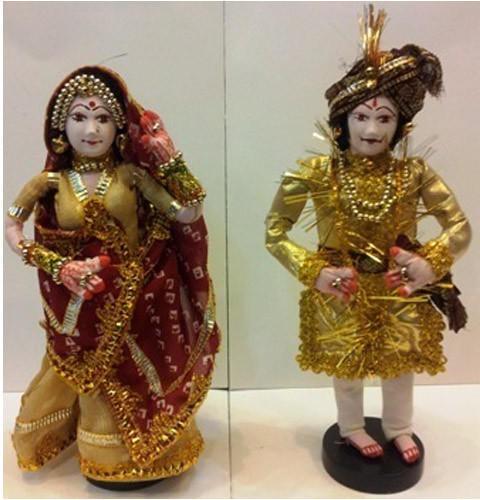 Wood Cloth Indian Rajasthani Wedding Doll, Design : Traditional