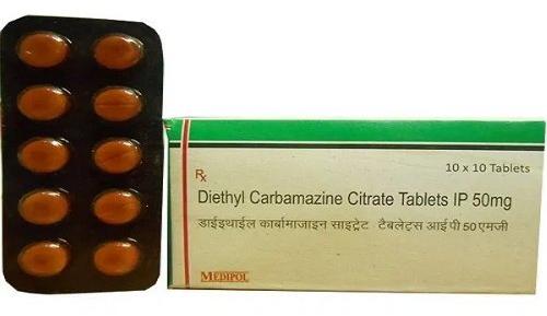 Diethyl Carbamazine Citrate, Form : Tablet
