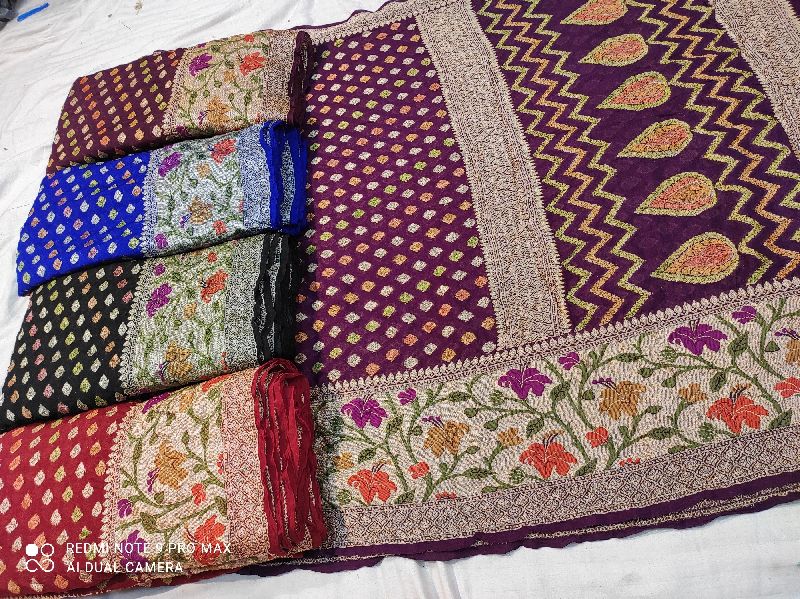 Unstitched Chiffon Sarees, for Dry Cleaning, Width : 6.5 Meter