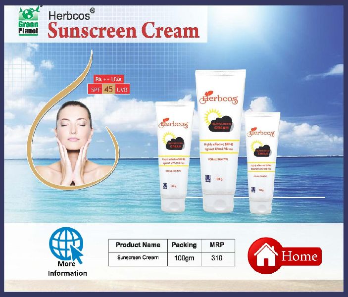 Herbcos Sunscreen Cream, Form : Gream