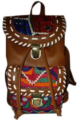 Printed Leather Backpack