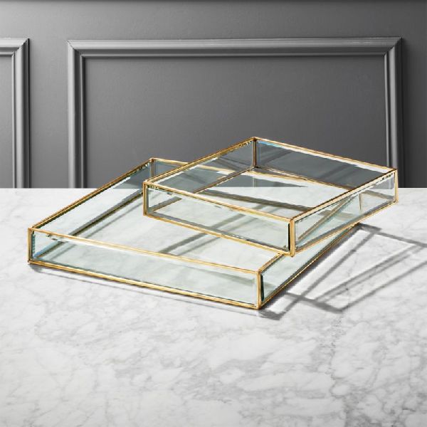 Polished Plain Glass Tray, Size : Multisize