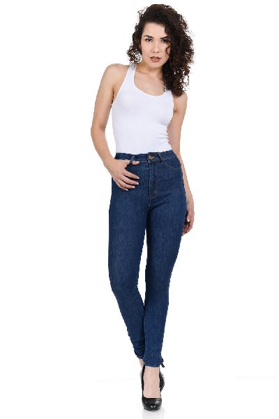 Denim Ladies Blue Jeans, Pattern : Plain