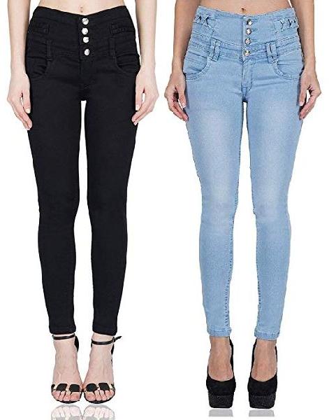 Ladies Regular Fit Jeans, Pattern : Plain