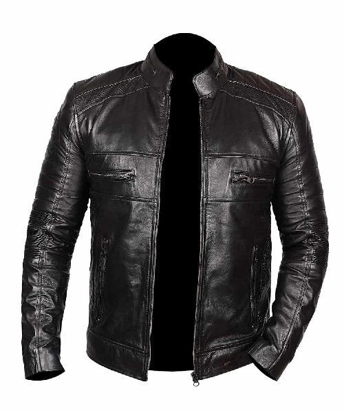 Mens Black Leather Jacket, for Comfortable Soft, Size : XL, XXL at Best ...