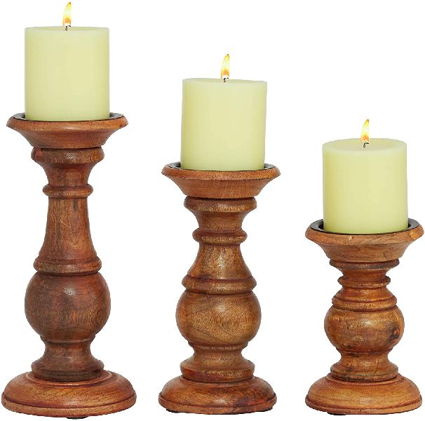 Round Wooden Candle Holder, for Dust Resistance, Shiny, Pattern : Printed