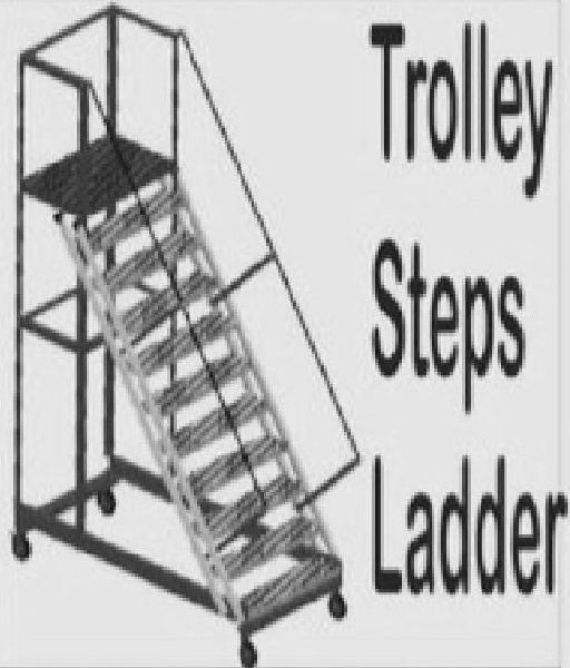 Polished Aluminum trolley step ladder, for Construction, Feature : Fine Finishing, Light Weight, Rust Proof