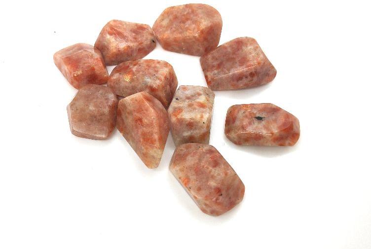 Natural Sunstone Faceted Tumbled Gemstone, Size : 24mm, 45-65