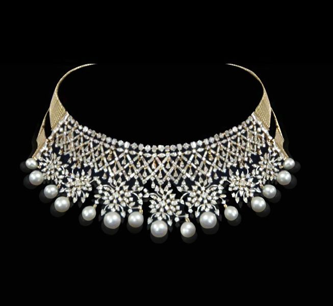 Diamond and Pearl Detachable Necklace, Technics : Machine Made at Best ...