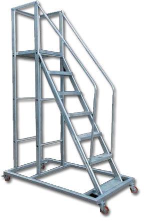 Polished Aluminum Trolley Step Ladder, Color : Black, Grey, Sliver