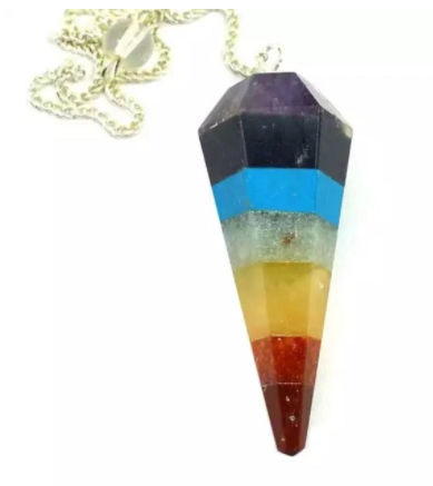 7 Chakra Agate Faceted Pendulum - Ashiya Agate, Anand, Gujarat