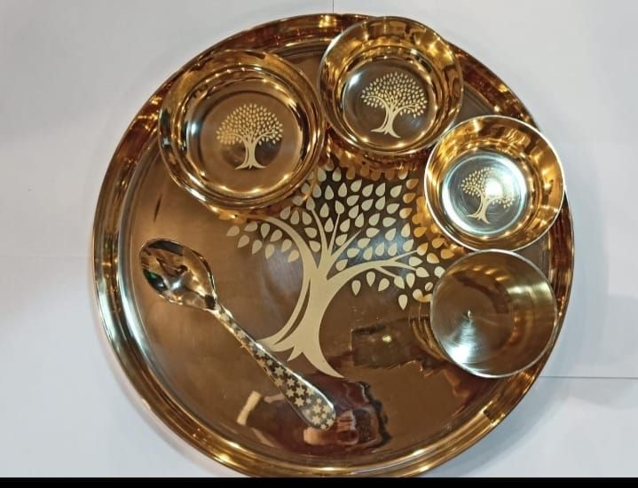 Brass Printed Dinner Thali Set