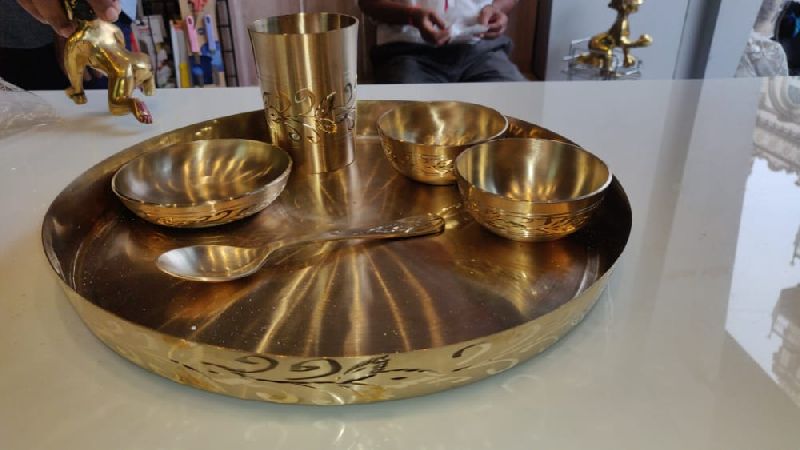 Brass Printed Dinner Thali Set