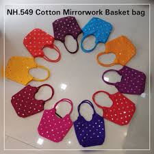 Printed Cotton Handloom Mirror Work Bags, Size : Standard