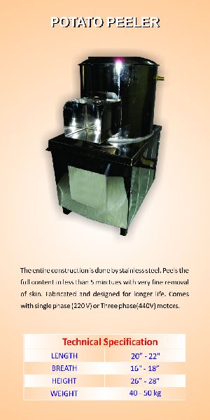 Bull Ss Potato Peeler Machine, Power Source : Electric