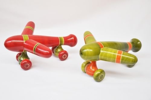 Wooden Airplanes Toy, Color : Red Green