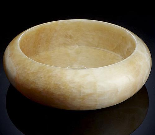 Polished Marble Onyx Basin, Shape : Round