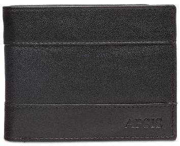 Men Black Solid Fold Wallet, Technics : Machine