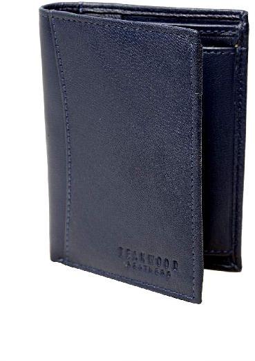 Solid Blue Color Genuine Leather Men's Wallet