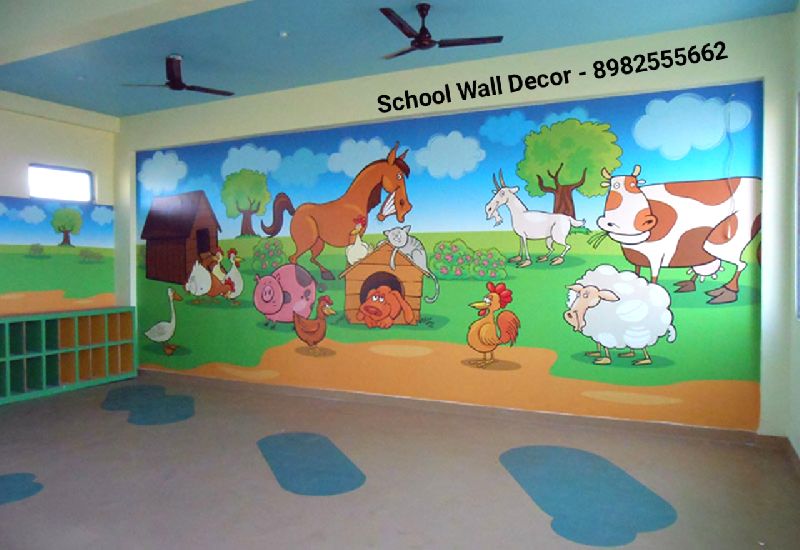 Kids Classroom Cartoon Wall Painting - Rk fine art, Indore, Madhya Pradesh