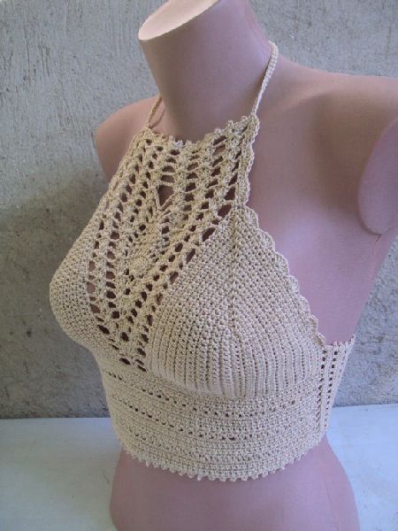 Plain Cotton Crochet Top, Feature : Breathable, Elegant Design, Stitched