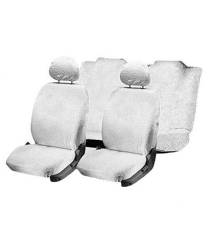 Cotton Towel Car Seat Covers, Color : White