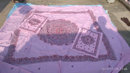 Madhubani Hand Painted Bed Sheet