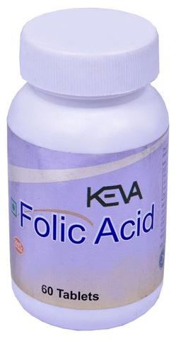 Keva Folic Acid Tablets, Packaging Size : 1250 mg