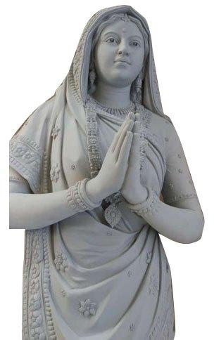 Polished Marble Indian Lady Statue, Packaging Type : Thermocol Box