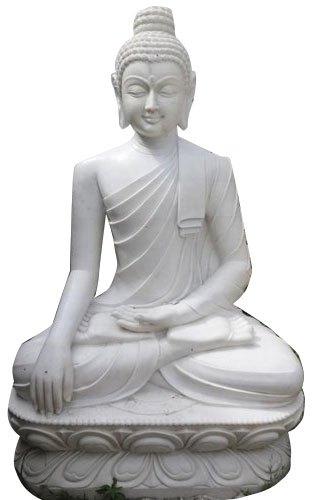 Polished Marble Lord Buddha Statue, for Garden, Home, Shop, Size : 18 Inch